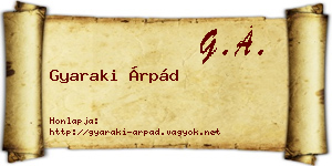 Gyaraki Árpád névjegykártya